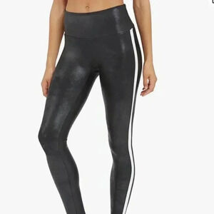 SPANX Faux Leather Leggings for Women Tummy Control with Side Stripe - Small